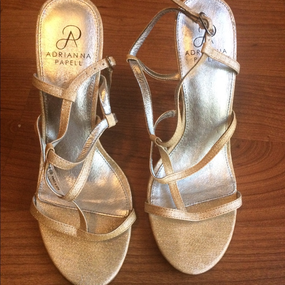 Gold Adriana Papell heels worn once!